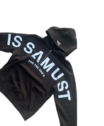 STATEMENT 1/4 ZIP HOODIE - JET BLACK