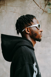 STATEMENT 1/4 ZIP HOODIE - JET BLACK