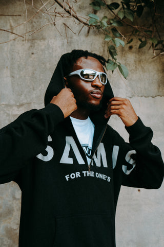 STATEMENT 1/4 ZIP HOODIE - JET BLACK