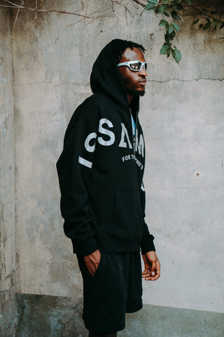 STATEMENT 1/4 ZIP HOODIE - JET BLACK