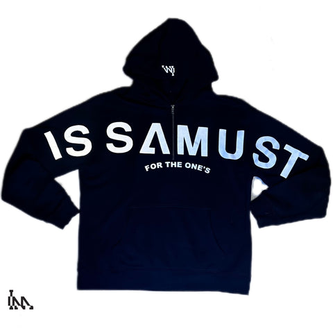 STATEMENT 1/4 ZIP HOODIE - JET BLACK