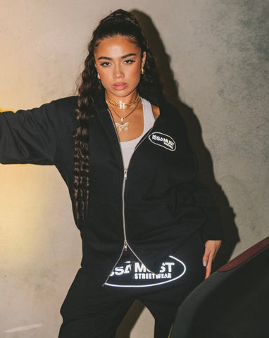 WNDR HEAVY ZIP HOODIE - JET BLACK