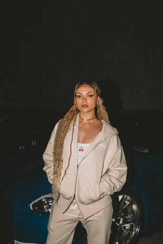 WNDR HEAVY ZIP HOODIE - ECRU