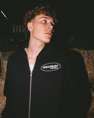 WNDR HEAVY ZIP HOODIE - JET BLACK